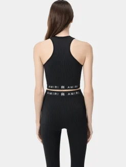 AMIRI Activewear<WOMEN'S MA RIBBED SEAMLESS TANK TOP BLACK