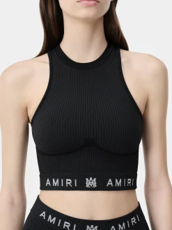 AMIRI Activewear<WOMEN'S MA RIBBED SEAMLESS TANK TOP BLACK