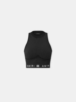 AMIRI Activewear<WOMEN'S MA RIBBED SEAMLESS TANK TOP BLACK