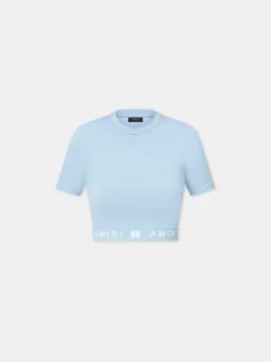 AMIRI Activewear<WOMEN'S MA RIBBED SEAMLESS S/S TOP Cerulean
