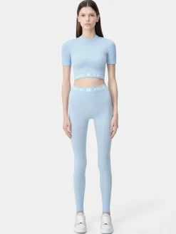 AMIRI Activewear<WOMEN'S MA RIBBED SEAMLESS S/S TOP Cerulean