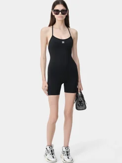 AMIRI Activewear<WOMEN'S MA RIBBED SEAMLESS ROMPER BLACK