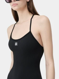 AMIRI Activewear<WOMEN'S MA RIBBED SEAMLESS ROMPER BLACK