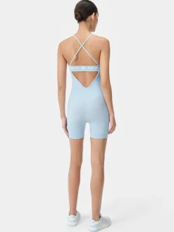 AMIRI Activewear<WOMEN'S MA RIBBED SEAMLESS ROMPER Cerulean