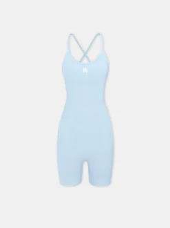 AMIRI Activewear<WOMEN'S MA RIBBED SEAMLESS ROMPER Cerulean