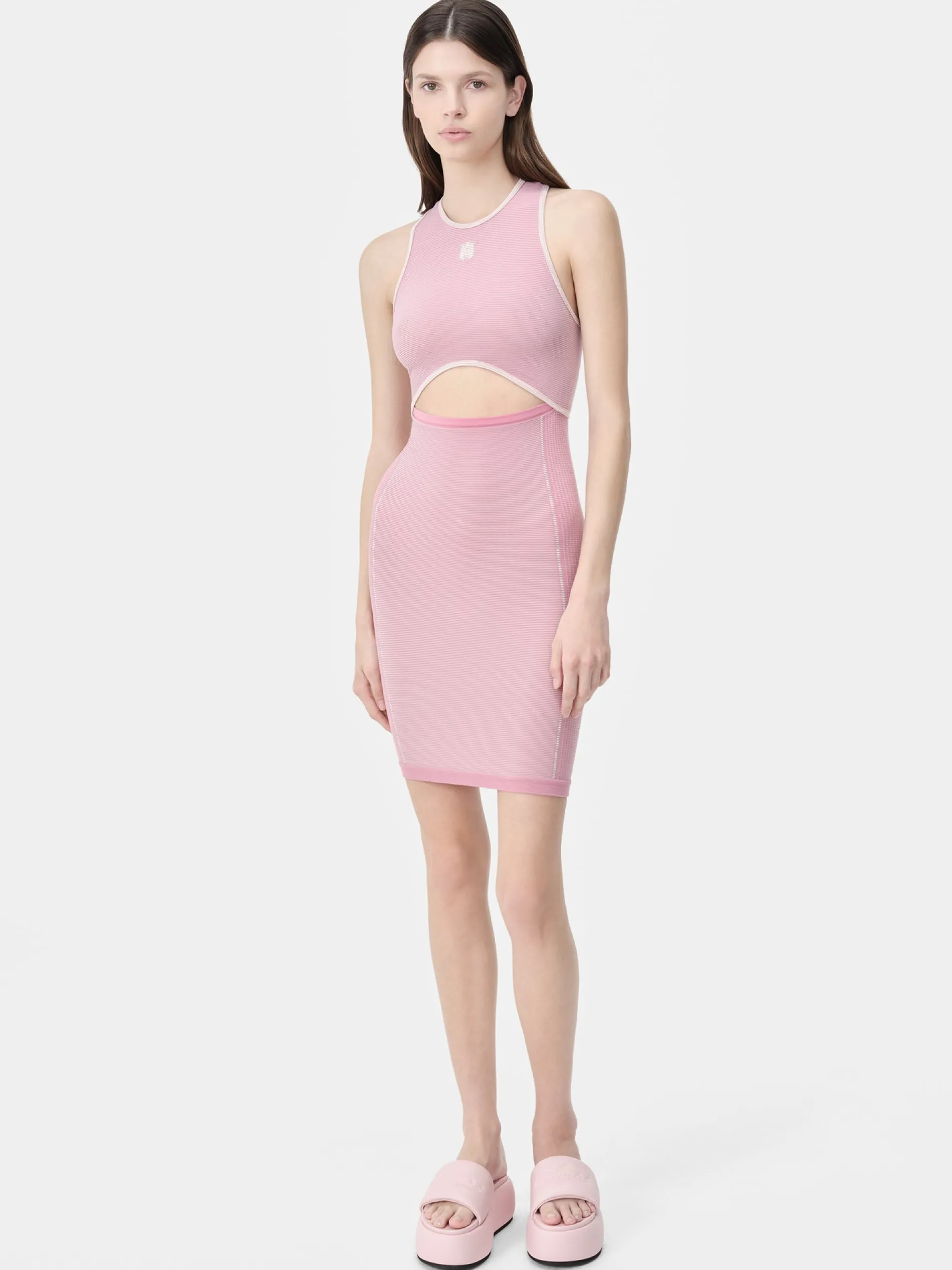AMIRI Activewear|Dresses<WOMEN'S MA SEAMLESS CUT-OUT MINI DRESS Flamingo Pink
