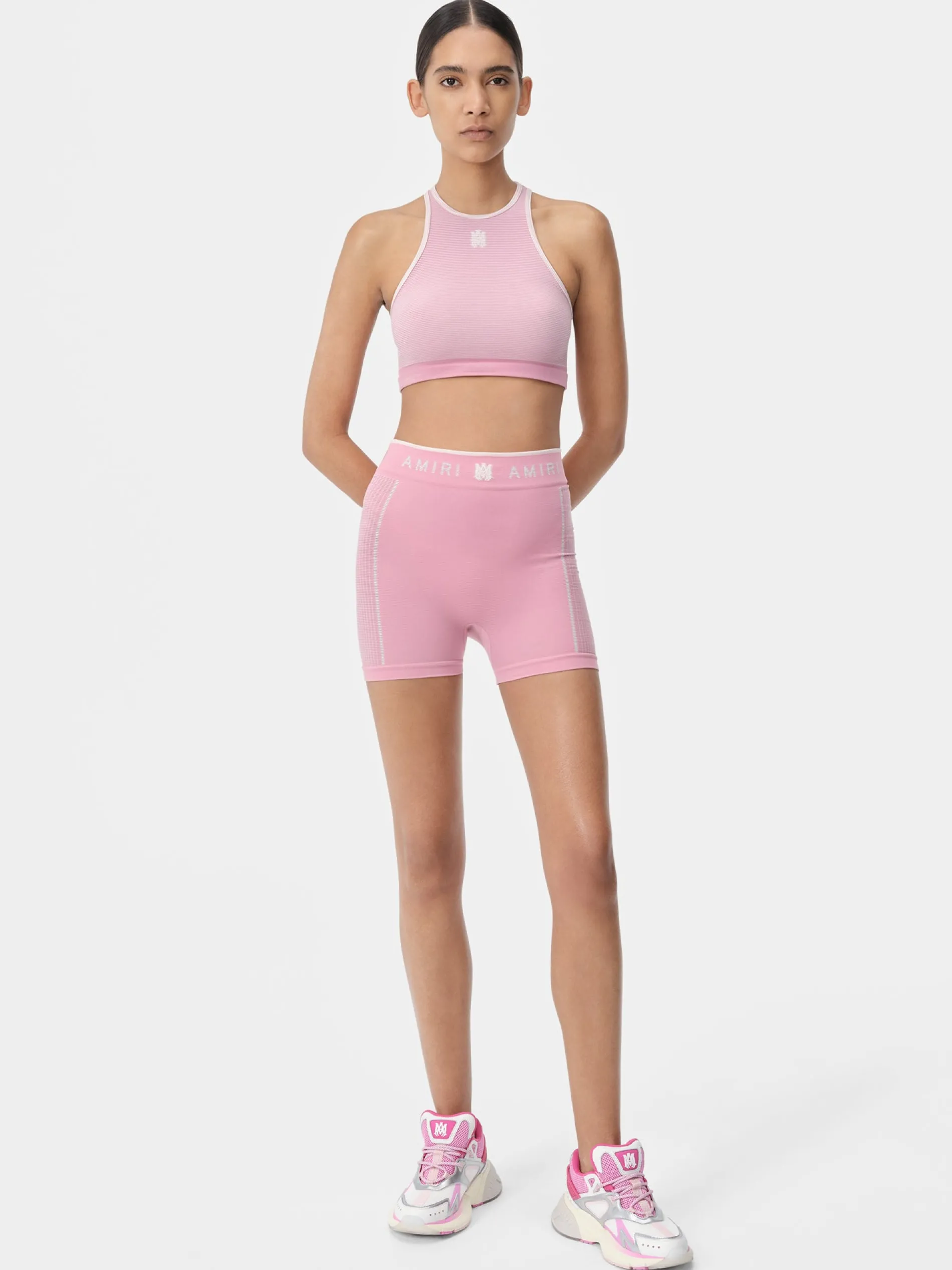 AMIRI Activewear<WOMEN'S MA SEAMLESS RACERBACK BRA Flamingo Pink