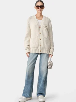AMIRI Knitwear<WOMEN'S MA SWIRL CARDIGAN Alabaster