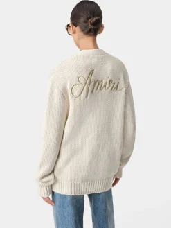 AMIRI Knitwear<WOMEN'S MA SWIRL CARDIGAN Alabaster