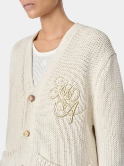 AMIRI Knitwear<WOMEN'S MA SWIRL CARDIGAN Alabaster