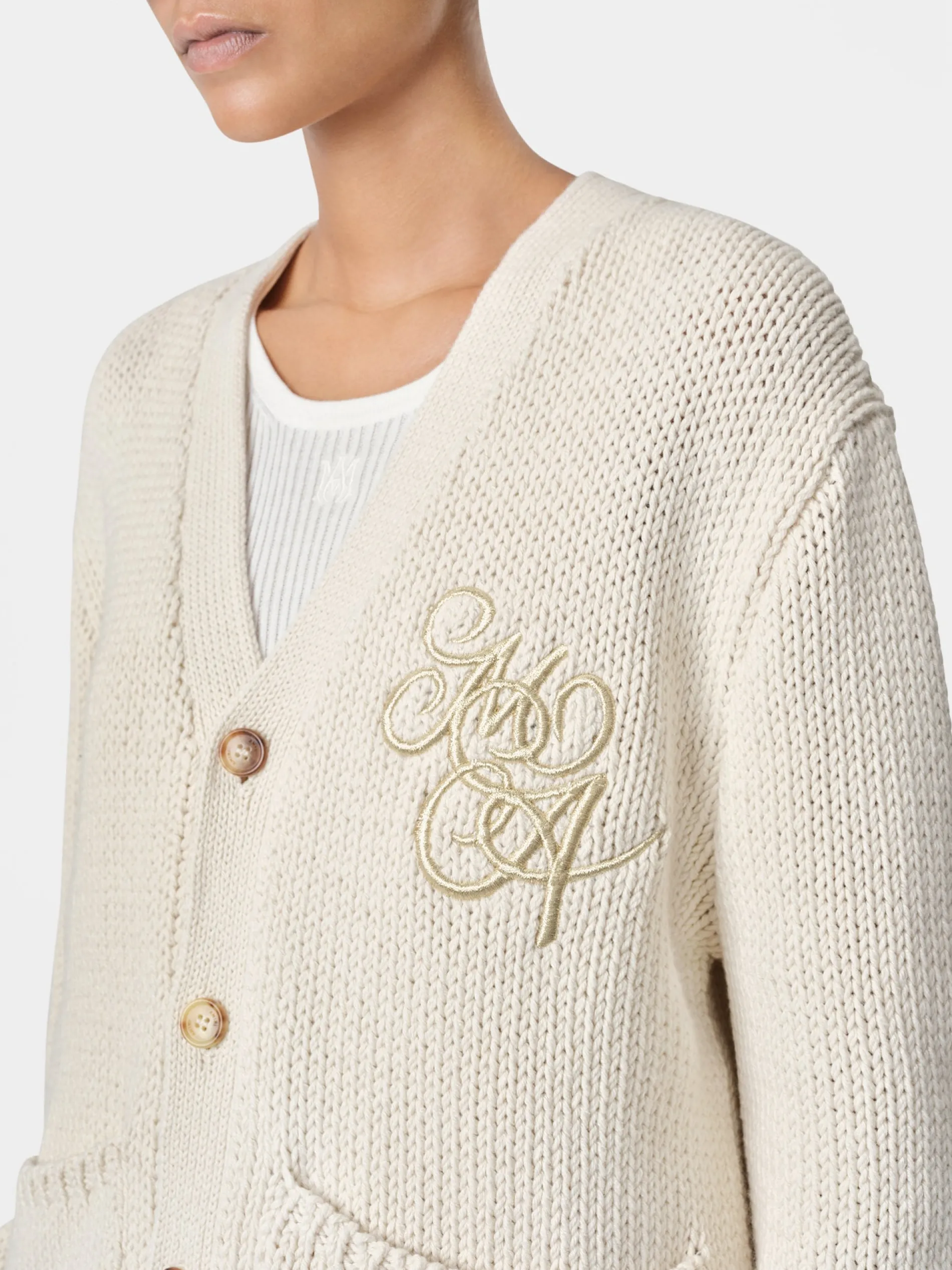 AMIRI Knitwear<WOMEN'S MA SWIRL CARDIGAN Alabaster
