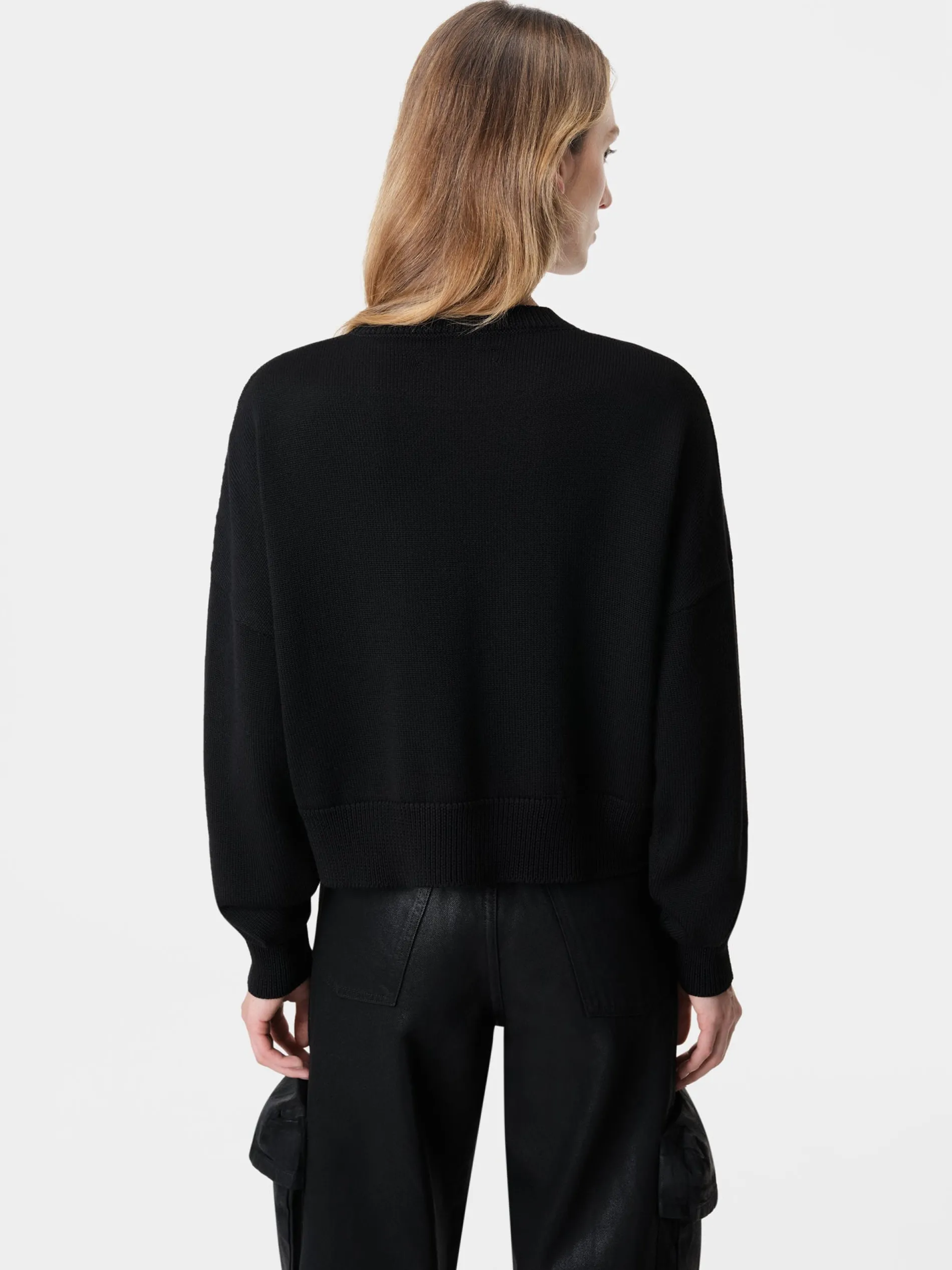 AMIRI Knitwear<WOMEN'S MA SWIRL CREW BLACK