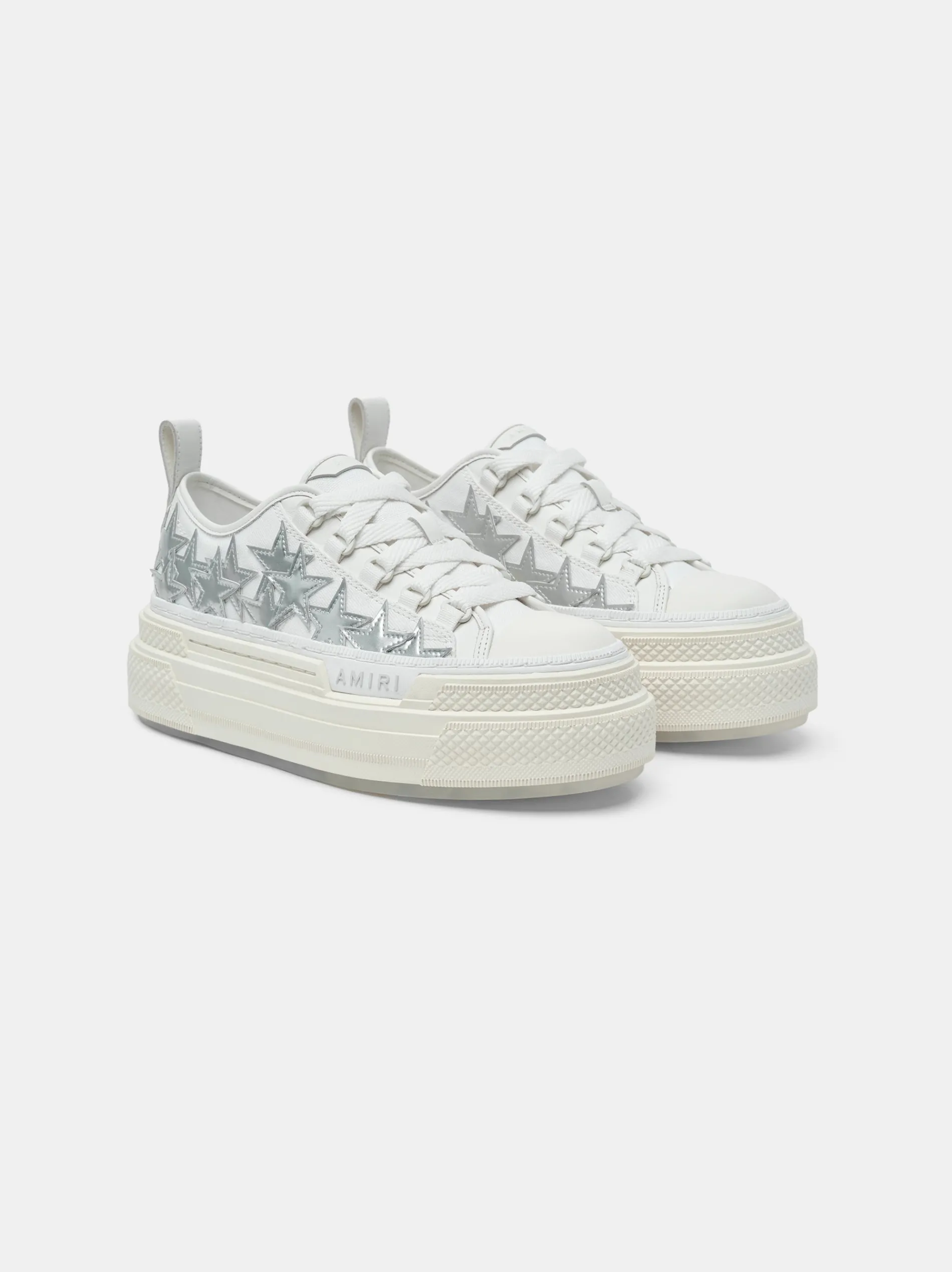 AMIRI Sneakers|Sneakers<WOMEN'S METALLIC PLATFORM STARS COURT White Silver
