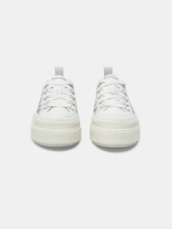 AMIRI Sneakers|Sneakers<WOMEN'S METALLIC PLATFORM STARS COURT White Silver