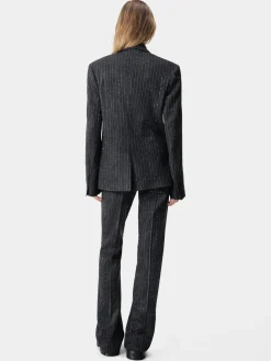 AMIRI Pants<WOMEN'S SEQUIN PINSTRIPE KICK FLARE Dark Grey