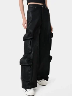 AMIRI Denim<WOMEN'S WAXED BAGGY CARGO JEAN BLACK