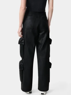 AMIRI Denim<WOMEN'S WAXED BAGGY CARGO JEAN BLACK