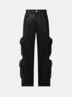 AMIRI Denim<WOMEN'S WAXED BAGGY CARGO JEAN BLACK