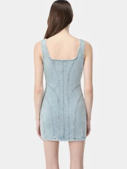 AMIRI Dresses|Denim<WOMEN'S ZIP CORSET DRESS Light Indigo